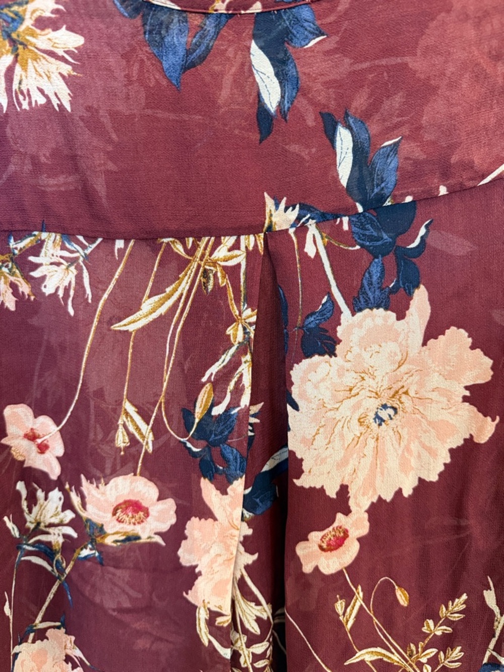Lucky Brand Burgundy Floral Blouse - Picture 6 of 7